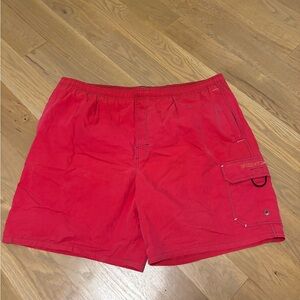 SPEEDO Mens Red Swim Trunks Size XL Elastic Waist Drawstring Side Pockets